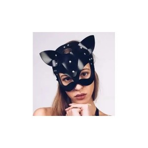 Mascara  antifaz ecocuero gata con tachas